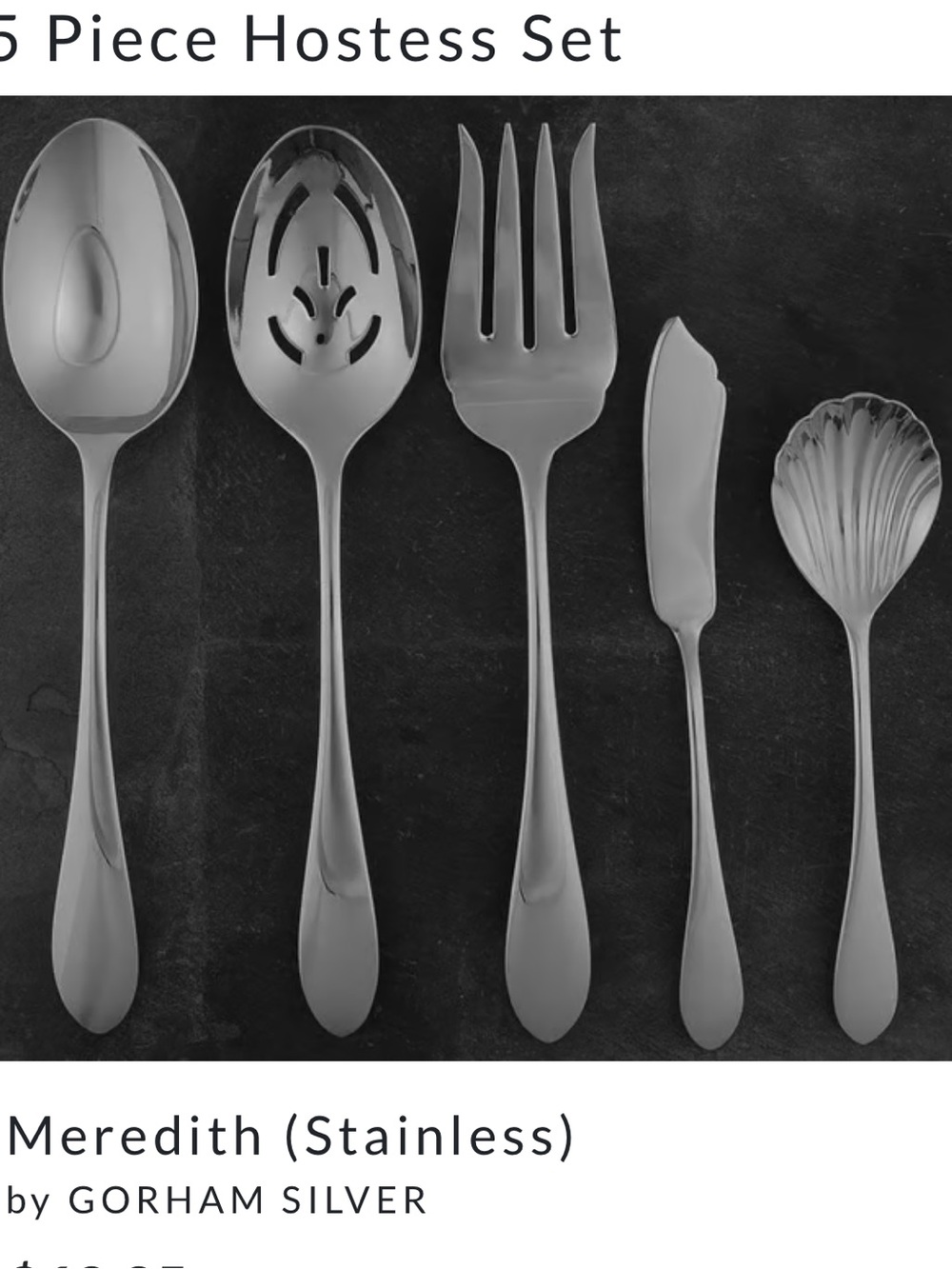 Gorham Meredith 5-Piece Stainless Hostess Set - Silver, NWOB